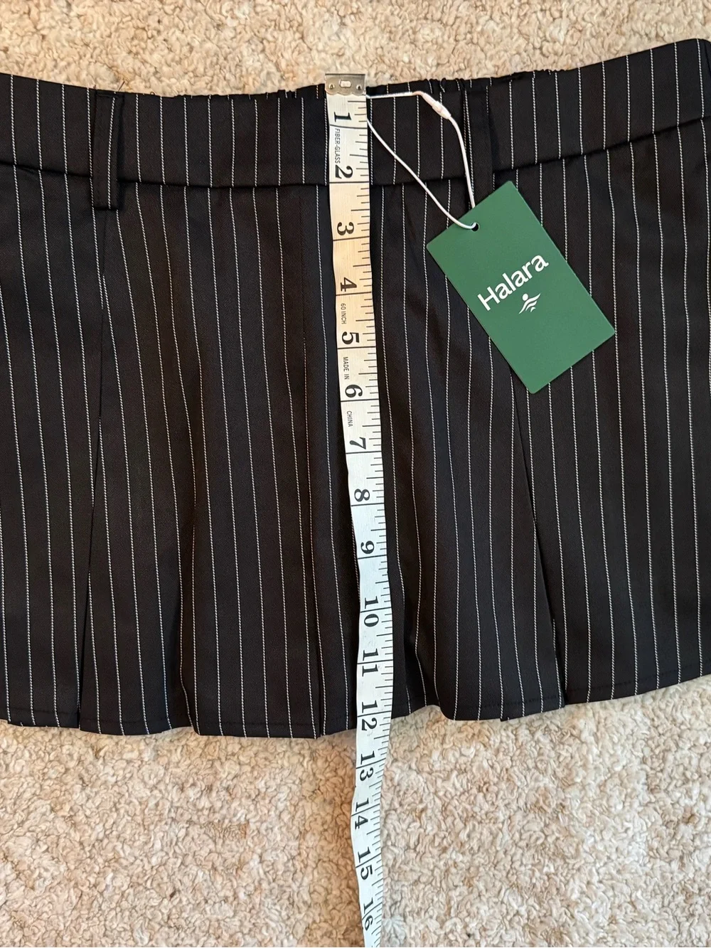 Halara black & white pinstripe mini skort, size Small. NWT. - Picture 8 of 8